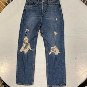 Old Navy women’s extra high-rise sky-high straight blue jeans size 8